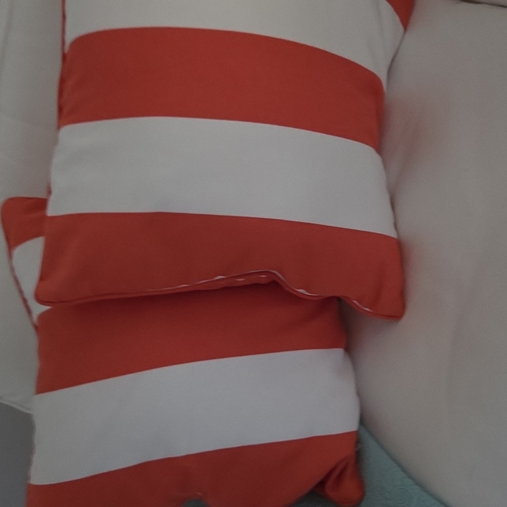 Striped Orange and White Pillows